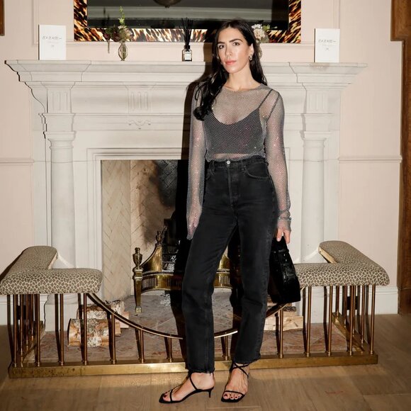 Free People Filter Finish Long Sleeve Embellished Mesh Top in Stone - Picture 5 of 6